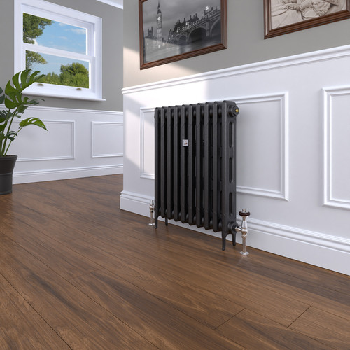 CI-RK760-10-MET-NAT-CAST-LS00 - Rook 2 Column Victorian Cast Iron Radiator H760mm x W2139mm