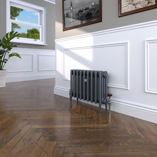 CI-RC460-10-MET-NAT-CAST-LS00 - Richmond 4 Column Victorian Cast Iron Radiator H460mm x W1008mm