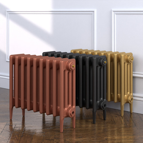 CI-RC-460-MET-COPPER-NAT-CAST-GOLD-ALT00 - Richmond 4 Column Victorian Cast Iron Radiator H460mm x W460mm
