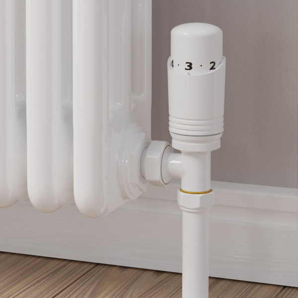 M-TRV-050-AG-W-CU00 - Duran Modern TRV Angled White Thermostatic Radiator Valves