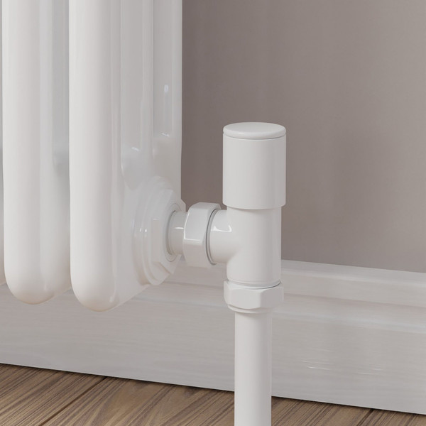 M-MAN-006-AG-W-CU00 - Marvine Modern Manual Angled White Radiator Valves