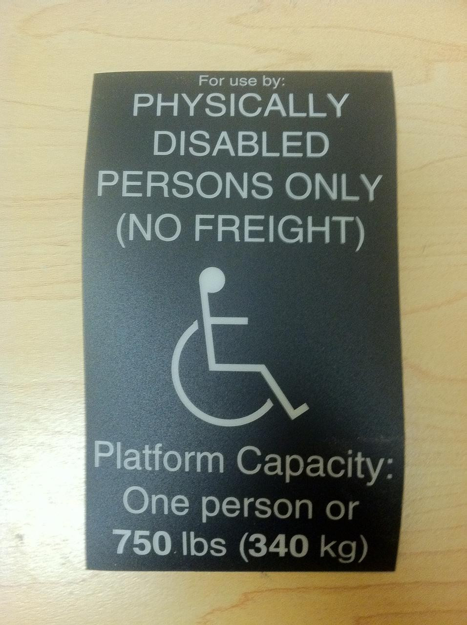 Porch-Lift Porch-lift Physically Disabled Person Decal