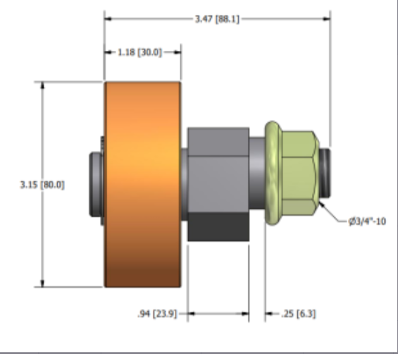 Eccentric Elevator Car Frame Roller - 80mm x 30mm