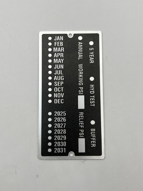 Aluminum Inspection Data Tag - ASME A17.1