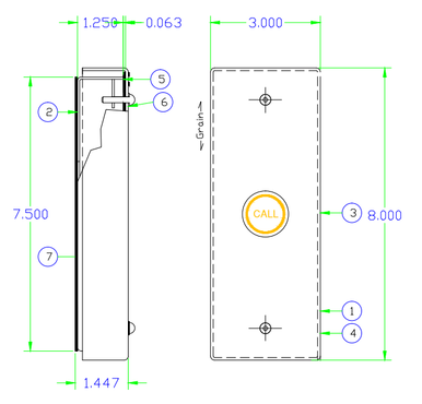 Industrial Call Button Array Single Button Hall Call Station - Stainless - Plug & Play