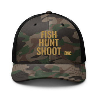 Fish Hunt Shoot Camouflage Trucker Hat