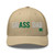 Khaki Grass DAD six-panel mesh-back trucker cap with embroidered Grass DAD logo, front view — DAD all caps