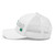 White Grass DAD six-panel mesh-back trucker cap with embroidered Grass DAD logo, left side view — DAD all caps