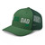Evergreen Grass DAD six-panel mesh-back trucker cap with embroidered Grass DAD logo, left-front view — DAD all caps
