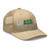 Khaki Grass DAD six-panel mesh-back trucker cap with embroidered Grass DAD logo, right-front view — DAD all caps