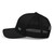 Black six-panel mesh-back trucker cap with embroidered Girl DAD logo, left side view — DAD all caps