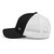 Black/White six-panel mesh-back trucker cap with embroidered Girl DAD logo, left side view — DAD all caps