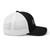 Black/White six-panel mesh-back trucker cap with embroidered Girl DAD logo, right side view — DAD all caps