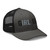 Charcoal/Black six-panel mesh-back trucker cap with embroidered Girl DAD logo, right-front view — DAD all caps