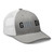 Heather Grey/White six-panel mesh-back trucker cap with embroidered Girl DAD logo, right-front view — DAD all caps