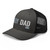 Charcoal/Black six-panel mesh-back trucker cap with embroidered Boy DAD logo, left-front view — DAD all caps
