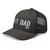 Charcoal six-panel mesh-back trucker cap with embroidered Boy DAD logo, left-front view — DAD all caps