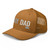 Caramel six-panel mesh-back trucker cap with embroidered Boy DAD logo, left-front view — DAD all caps
