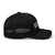 Black six-panel mesh-back trucker cap with embroidered Boy DAD logo, right side view — DAD all caps