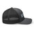 Dark Heather Gray six-panel mesh-back trucker cap with embroidered Boy DAD logo, right side view — DAD all caps
