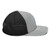 Heather Grey/Black six-panel snapback-style trucker cap with embroidered Gym DAD logo, right side view — DAD all caps