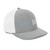 Heather Grey/White six-panel snapback-style trucker cap with embroidered Gym DAD logo, right-front view — DAD all caps