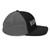Black/Charcoal six-panel snapback-style trucker cap with embroidered Run DAD logo, right side view — DAD all caps