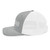 Heather Grey/White six-panel snapback-style trucker cap with embroidered Lift DAD logo, left side view — DAD all caps