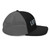 Black/Charcoal six-panel snapback-style trucker cap with embroidered Lift DAD logo, right side view — DAD all caps