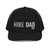 Black six-panel snapback-style trucker cap with embroidered Hike DAD logo, front view — DAD all caps