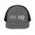 Charcoal/Black six-panel snapback-style trucker cap with embroidered Hike DAD logo, front view — DAD all caps