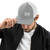 Heather Grey/White six-panel snapback-style trucker cap with embroidered Hike DAD logo, front view — DAD all caps