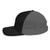 Black/Charcoal six-panel snapback-style trucker cap with embroidered Night Owl DAD logo, left side view — DAD all caps