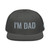 Charcoal Gray structured high-profile six-panel snapback hat with embroidered I'm DAD logo, front view — DAD all caps