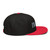 Red/Black structured high-profile six-panel snapback hat with embroidered I'm DAD logo, right side view — DAD all caps