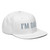 White structured high-profile six-panel snapback hat with embroidered I'm DAD logo, right-front view — DAD all caps