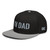 Gray/Black structured high-profile six-panel snapback hat with embroidered I'm DAD logo, left-front view — DAD all caps