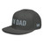 Charcoal Gray structured high-profile six-panel snapback hat with embroidered I'm DAD logo, left-front view — DAD all caps