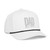 White/Black five-panel rope cap with braided bill detail with embroidered DAD logo, right-front view — DAD all caps