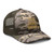 Camo/Olive camouflage mesh-back trucker hat with embroidered Fish Hunt Shoot logo, right-front view — DAD all caps