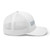 White six-panel mesh-back trucker cap with embroidered Grand DAD logo, right side view — DAD all caps