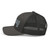 Charcoal six-panel mesh-back trucker cap with embroidered OG DAD logo, left side view — DAD all caps