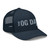 Navy six-panel mesh-back trucker cap with embroidered OG DAD logo, right-front view — DAD all caps