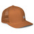 Caramel structured closed-back trucker cap with embroidered DAD all caps logo, right-front view — DAD all caps