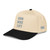 Black/Natural classic fit structured five-panel cap with embroidered Run Hike Lift logo, left-front view — DAD all caps