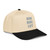 Black/Natural classic fit structured five-panel cap with embroidered Run Hike Lift logo, right-front view — DAD all caps