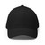 Black structured flex fit cap with embroidered DAC logo, front view — DAD all caps