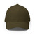 Olive structured flex fit cap with embroidered DAC logo, front view — DAD all caps