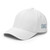 White structured flex fit cap with embroidered DAC logo, left-front view — DAD all caps