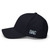 Dark Navy structured flex fit cap with embroidered DAC logo, left side view — DAD all caps